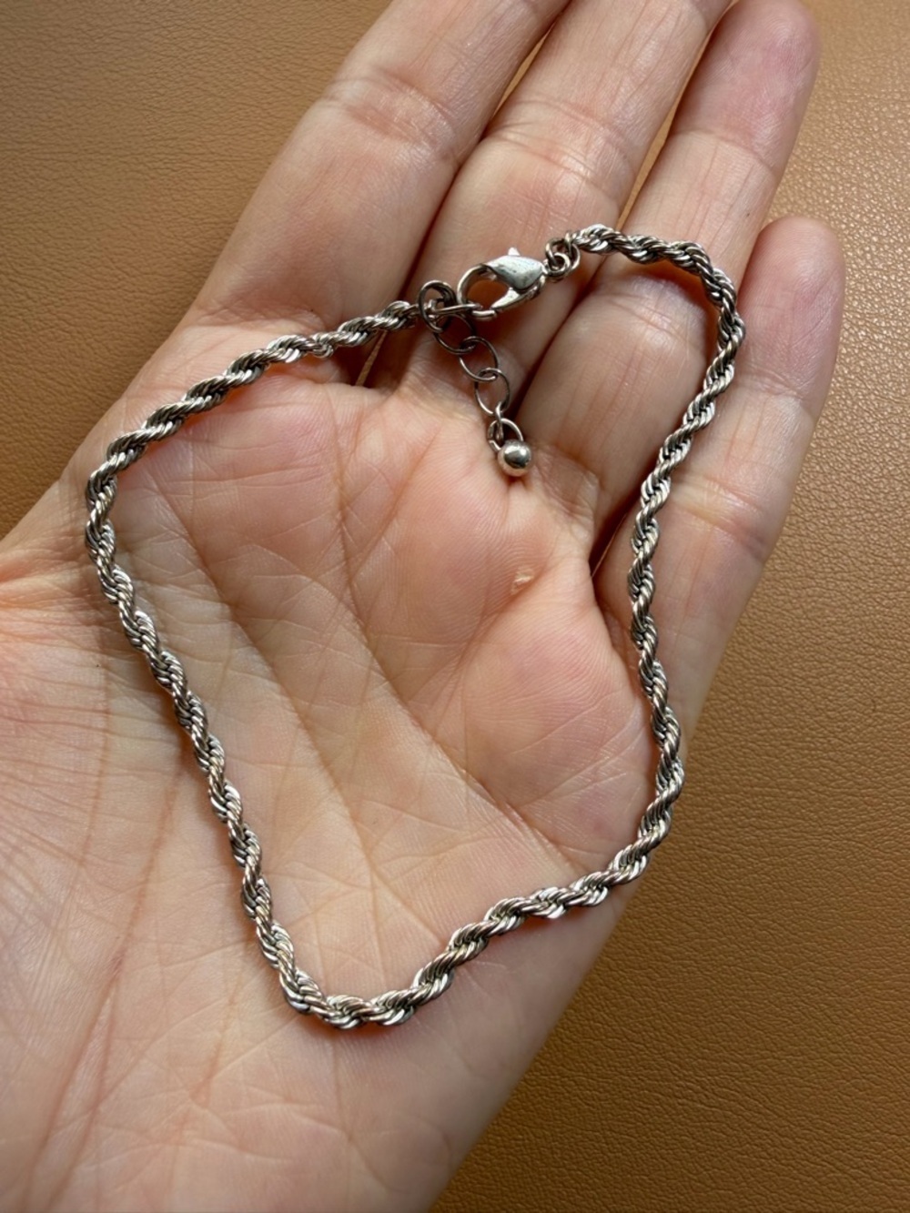 Silver-Toned Twisted Rope Bracelet